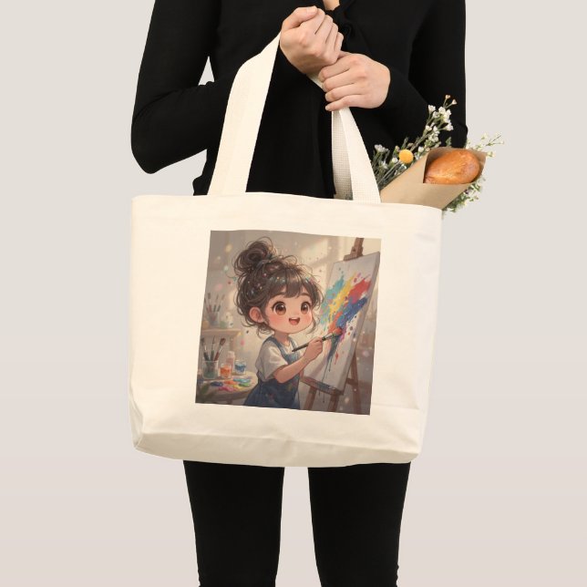 Bolsa Tote Grande Whimsical Girl Tote Bag (Frente (produto))