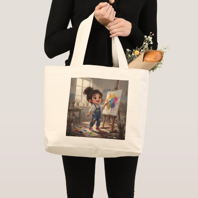 Bolsa Tote Grande Whimsical Girl Tote Bag (Frente (produto))