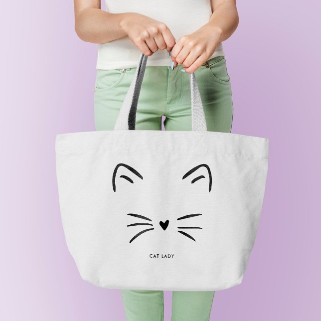 Bolsa Tote Grande Whiskers Cat (Criador carregado)