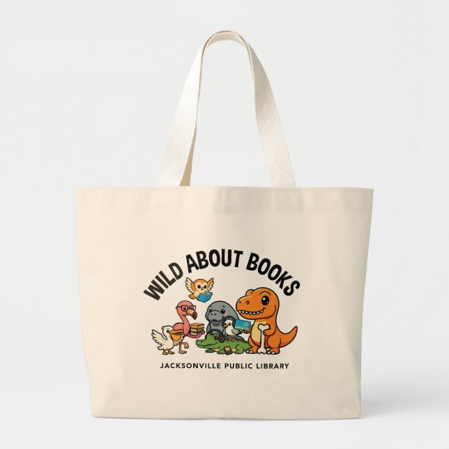 Bolsa Tote Grande Wild About Books Large (Frente)