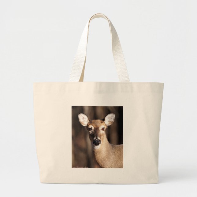 Bolsa Tote Grande Wildlife Whitetail Deer Doe Portrait (Frente)