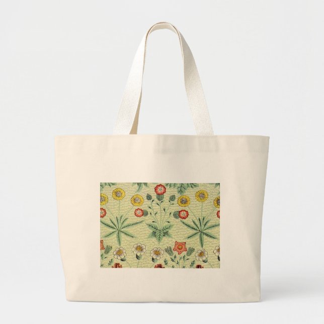 Bolsa Tote Grande William Morris Daisy Floral Wallpaper Padrão (Frente)