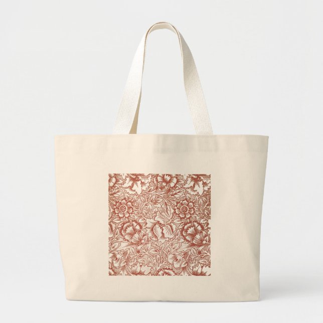 Bolsa Tote Grande William Morris Pink Poppy Floral Flor (Frente)
