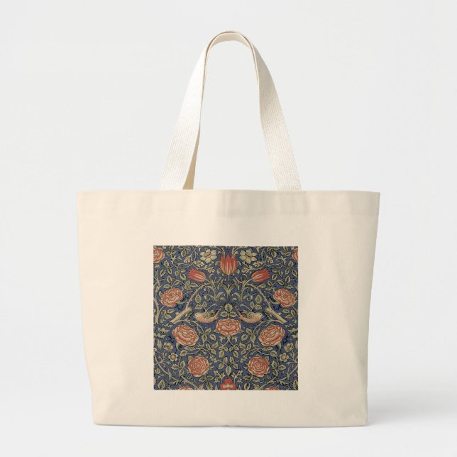 Bolsa Tote Grande William Morris Tudor Rosa Wallpaper (Frente)