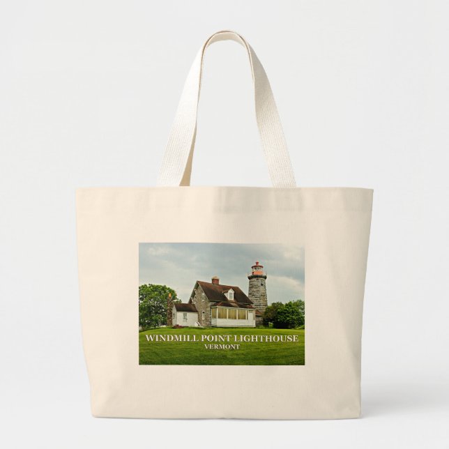Bolsa Tote Grande Windmill Point Lighthouse, Vermont Tote Bag (Frente)