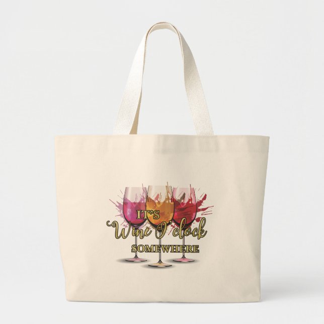 Bolsa Tote Grande Wine OClock Em Algum Lugar (Frente)
