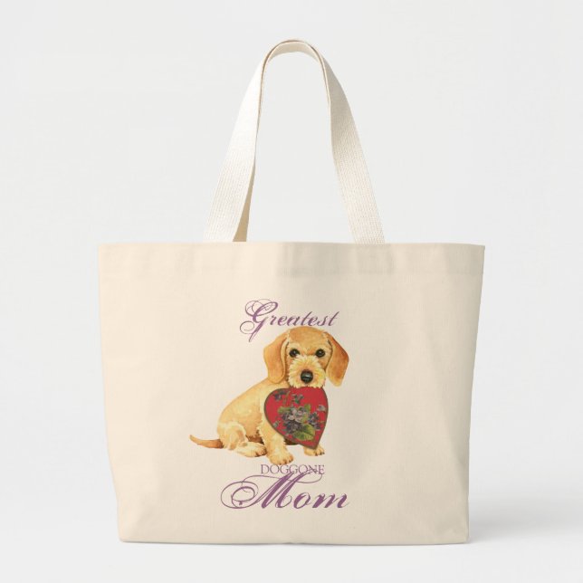 Bolsa Tote Grande Wirehaired Dachshund Heart Mãe (Frente)