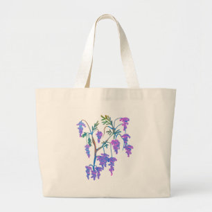 Bolsa Tote Grande 'Wistéria Elegante' Floral Botânico Caído