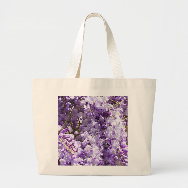 Bolsa Tote Grande Wisteria Purple Floral Flor Tree Violet (Frente)