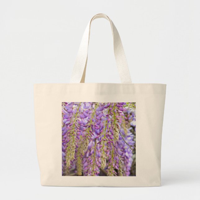 Bolsa Tote Grande Wisteria Purple Floral Flor Tree Violet (Frente)
