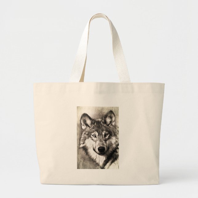 Bolsa Tote Grande Wolf Photographics Art Spirit Guide Animal Love (Frente)