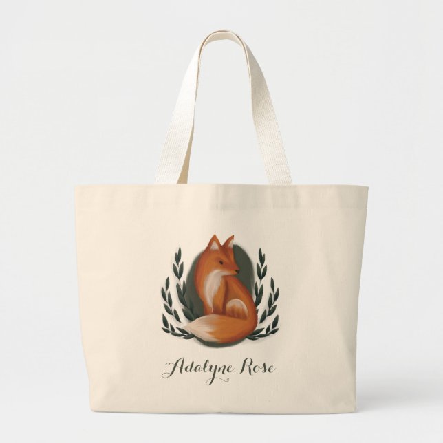 Bolsa Tote Grande Woodland Fox Nursery Animal (Frente)