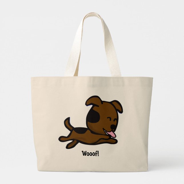 Bolsa Tote Grande Woof Puppy Joy Tote Bag (Verso)