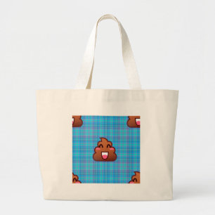 Bolsa Tote Grande xadrez poop emoji