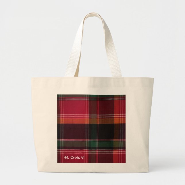 Bolsa Tote Grande Xadrez Red Green Madras (Frente)