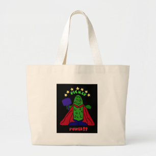Bolsa Tote Grande XX- desenhos animados de Pickleball do super-heró