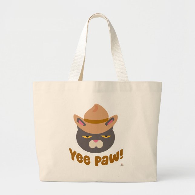 Bolsa Tote Grande Yee Paw Legal Cowboy Que Gato Engraçado Slogan (Frente)