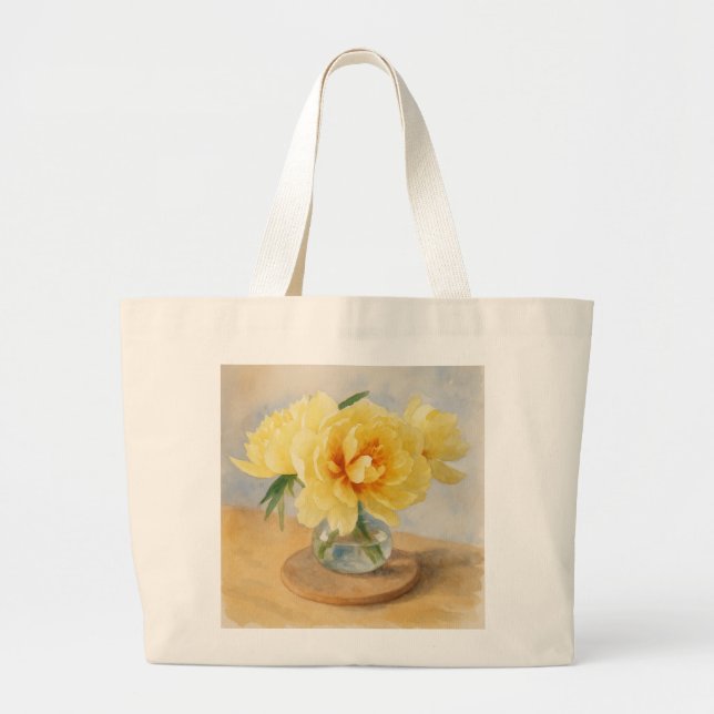 Bolsa Tote Grande Yellow Peonies - Tote Bag (Frente)