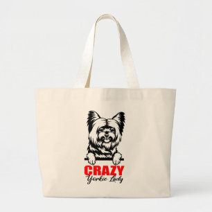 Bolsa Tote Grande Yorkie Mãe Puppy Dog Cartoon Yorkshire Terrier
