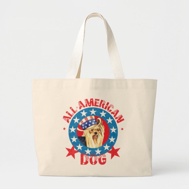 Bolsa Tote Grande Yorkie patriótico (Frente)