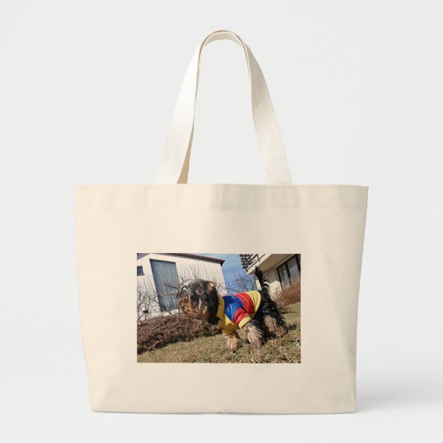 Bolsa Tote Grande Yorkshire Terrier Dog (Frente)