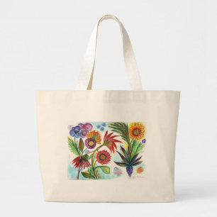 Bolsa Tote Grande Zinnias abundantes
