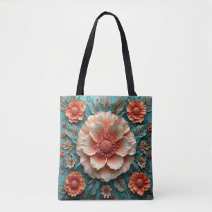 Bolsa Tote Grandes Flores de Coral