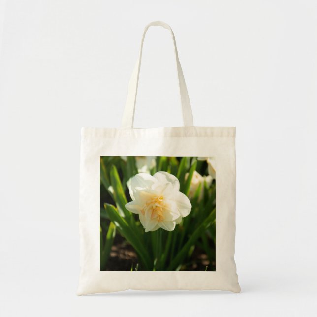 Bolsa Tote Grandes narcisos brancos em um dia de primavera (Frente)