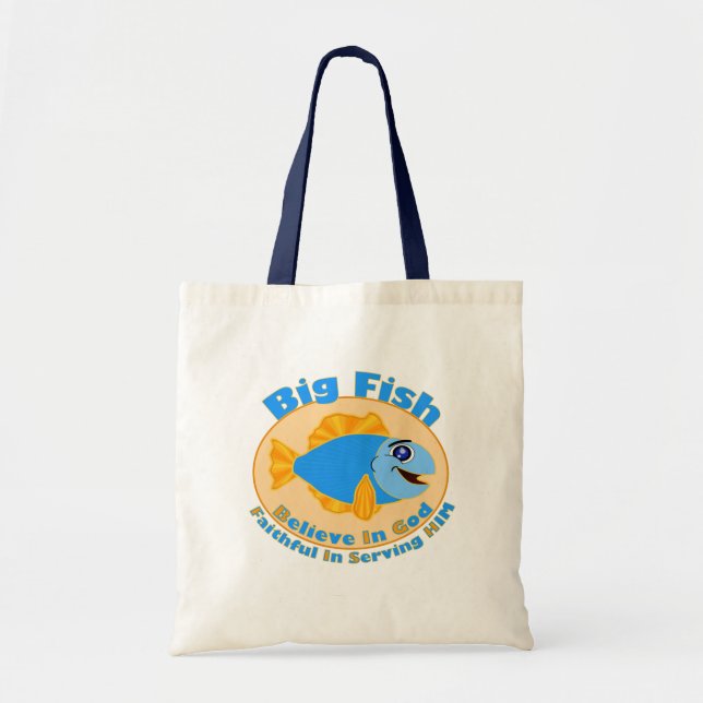 Bolsa Tote Grandes Peixes Creem em Deus (Frente)