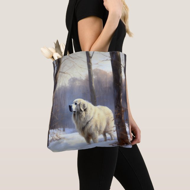 Bolsa Tote Grandes Pirenéus Deixe Nevar Natal (Close Up)