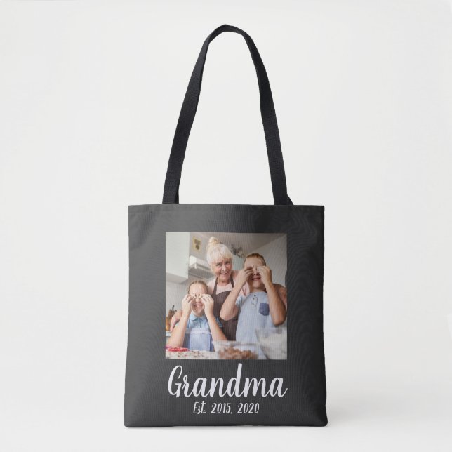 Bolsa Tote Grandma Established White Script Photo (Frente)