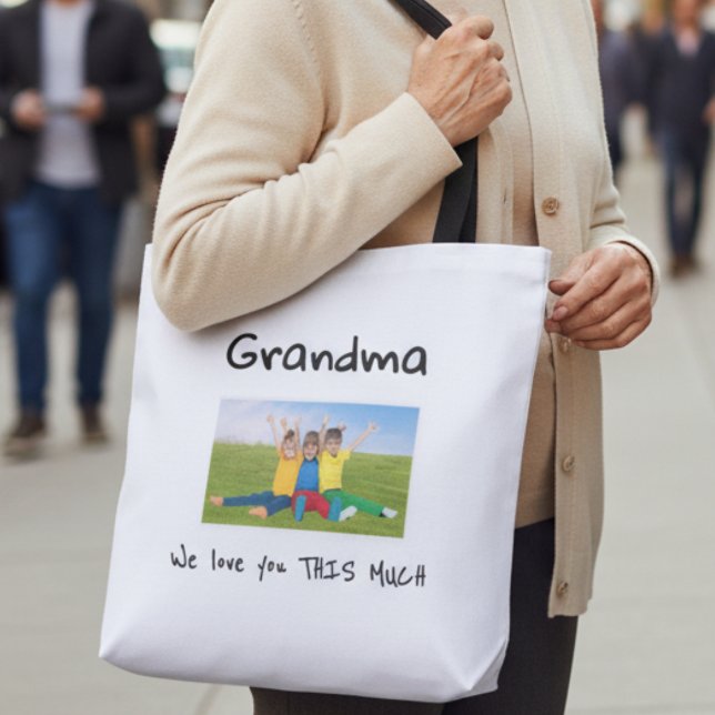 Bolsa Tote Grandma We Love You This Much Photo Christmas Gift (Criador carregado)
