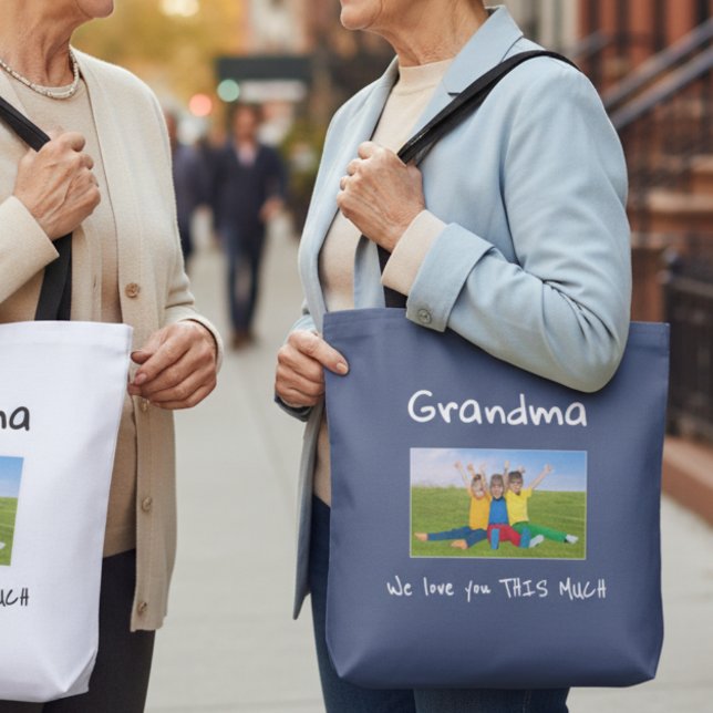 Bolsa Tote Grandma We Love You This Much Photo Christmas Gift (Criador carregado)