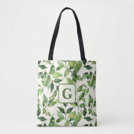 Bolsa Tote Granulado Aquarela Monograma de Folhas Botânicas