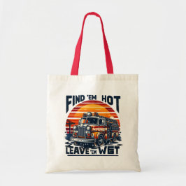 Bolsa Tote Grático de Caminhão de Bombeiros Vintage no Pôr do
