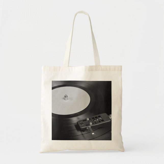 Bolsa Tote Gravação de vinil reproduzindo em uma visão geral  (Frente)