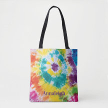 Gravata Tie Dye Arco-íris Colorida Nome Personaliz