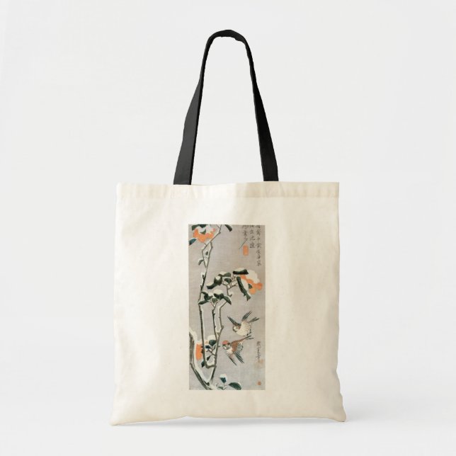 Bolsa Tote Graves e Camellia na neve por Ando Hiroshige (Frente)