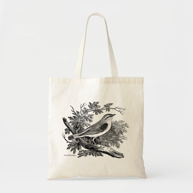Bolsa Tote Gravuras de aves - um Warbler de madeira (Frente)