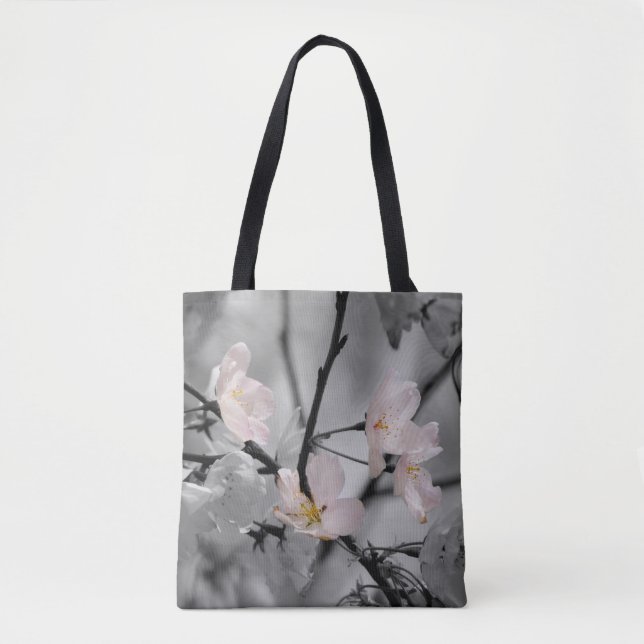 Bolsa Tote Gray and Pink Cherry Blossoms (Frente)