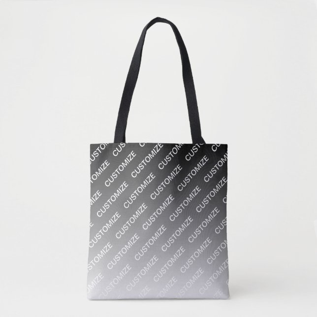 Bolsa Tote Gray (changeable color) Ombre & Text Pattern (Frente)