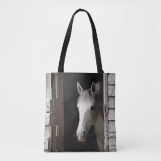 Bolsa Tote Gray Mare Horse Farm Animals Brown