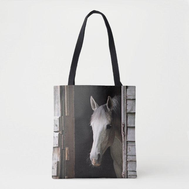 Bolsa Tote Gray Mare Horse Farm Animals Brown (Frente)