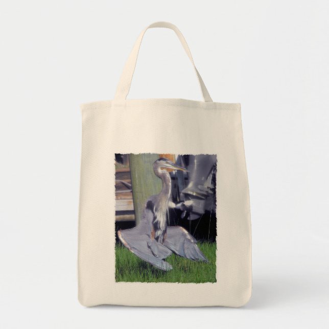 Bolsa Tote Great Blue Heron sunbathing Tote Bag (Frente)