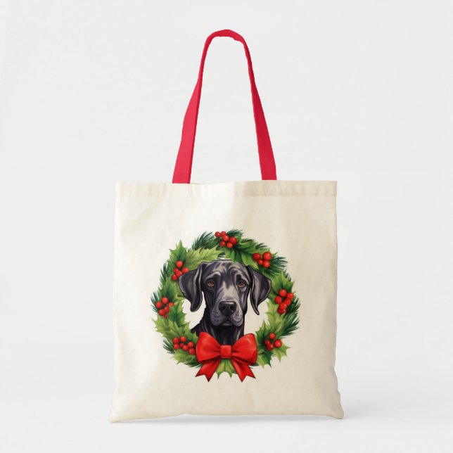 Bolsa Tote Great Dane Christmas Wreath (Frente)