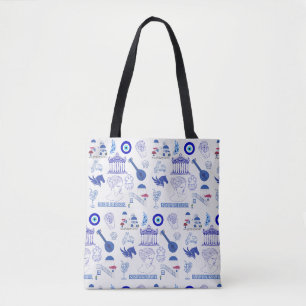 Bolsa Tote Grécia Azul e Branco