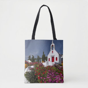 Bolsa Tote Grécia, Mykonos, Capela pequena e bonita no