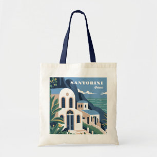 Bolsa Tote Grécia Santorini de Texto Personalizado