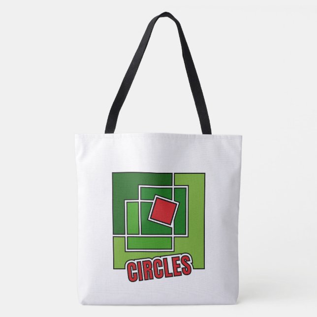 Bolsa Tote Green Abstraction with Twisted Red Square (Frente)