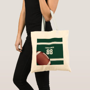 Bolsa Tote Green and White Strips Jersey Grid Iron Futebol